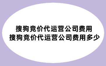 搜狗竞价代运营公司费用 搜狗竞价代运营公司费用多少